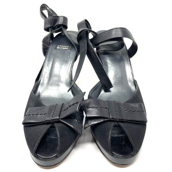 STUART WETIZMAN leather peep toe, ankle wrap heels, size 7.5, made in Spain - Picture 3 of 10